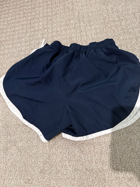 Nike Women's Navy Athletic Shorts with White Trim and Yellow 'M' Logo - Picture 4 of 5